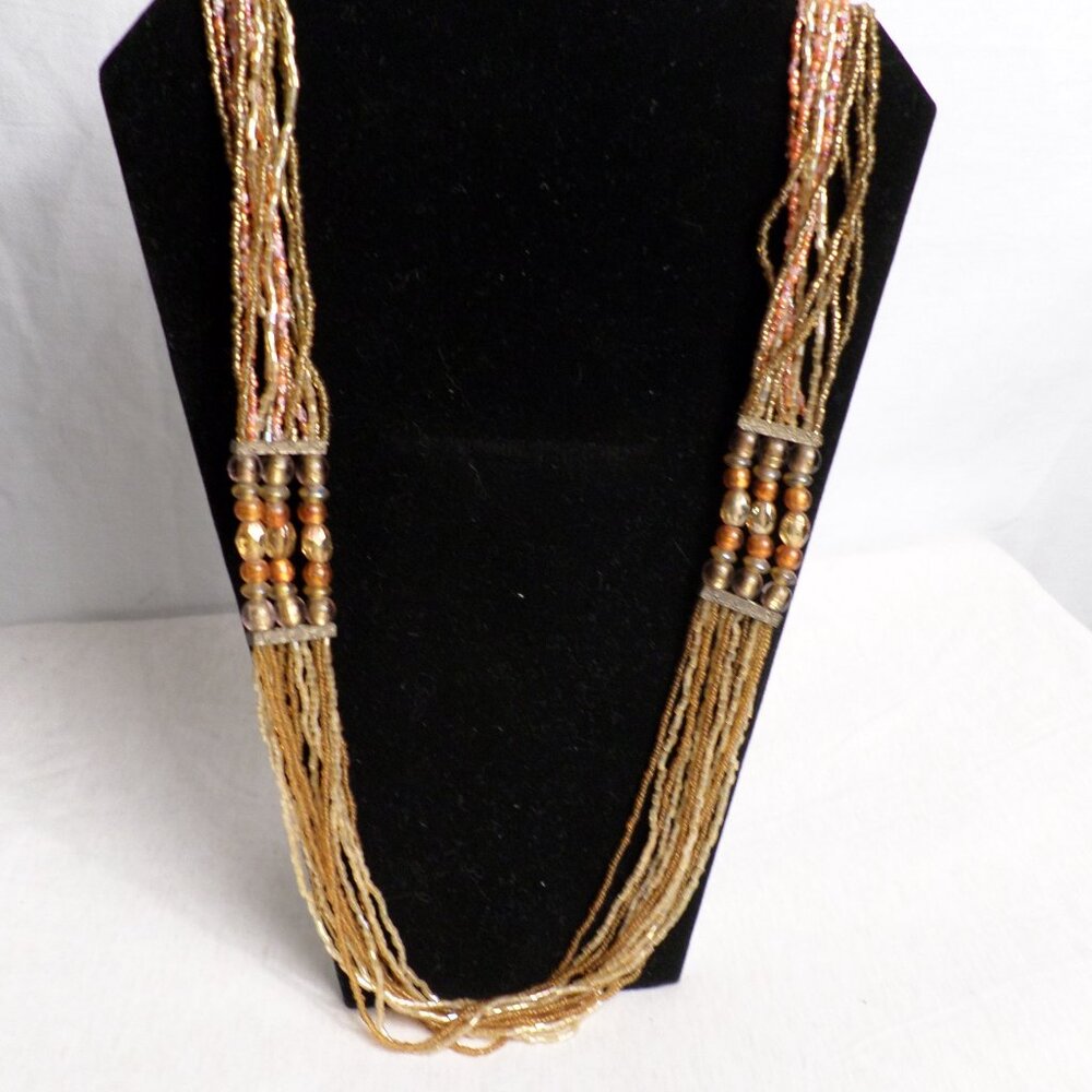 Vintage Orange Solid Coldwater Creek Multi Layered Beaded Necklace